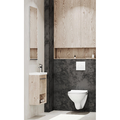 Подвесной унитаз безободковый с инсталляций Сантек Бореаль rimless (с тонким сиденьем, панель белая 1WH501832