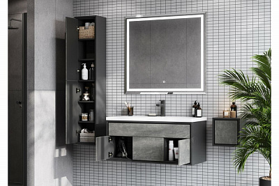 Тумба с раковиной Aquaton Уэльс 100 графит 1A267601WA6A0 new
