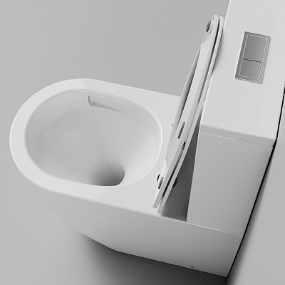 Унитаз напольный Grossman GR-4494SQ безободковый, белый с тонкой крышкой, микролифт, смыв