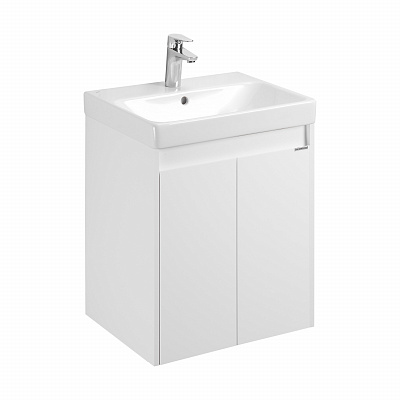 Тумба с раковиной AQUATON Сканди Doors 55 белый глянец/белый матовый 1A278801SD010