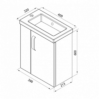 Тумба с раковиной IDDIS Torr 40 TOR40W1i95K