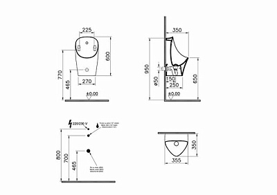 Писсуар Vitra М50 безободковый сенсорный питание от сети и от батареек (4хАА) 8305B003-5633