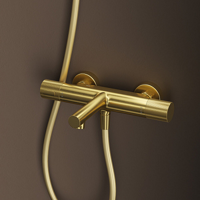 Смеситель для ванны с термостатом  матовое золото, Duna, IDDIS, DUNMG02i74WA без аксессуаров