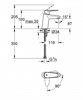 Смеситель для умывальника GROHE Cosmopolitan 2338220E