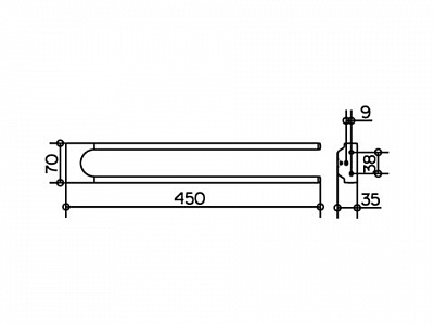Полотенцедержатель двойной неповоротный KEUCO Moll 45 см 12718010000