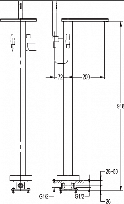 Напольный смеситель для ванны с ручным душем CEZARES CASCADO-F-VDP-01 CASCADO-F-VDP-01