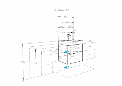 Тумба под раковину Aquaton Оливия 55 бежевый, дуб велл 1A254201OLVG0