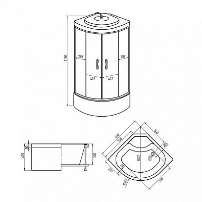 Душевая кабина 90х90х215 Erlit ER3509TP-C2-RUS