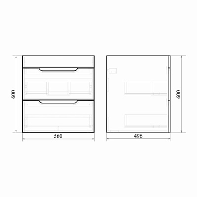 Тумба подвесная под стиральную машину 2 ящика MIRSANT Soho Quadro 60/1 УТ000095716