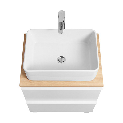 Тумба под раковину Aquaton Хюгге 60 2 ящика белый матовый, 1A280701HG2B0