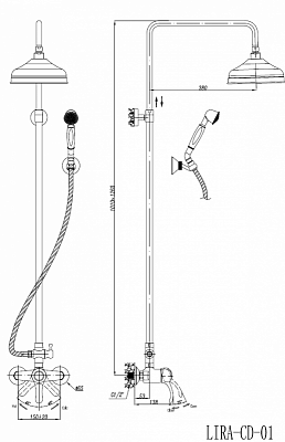 Душевая стойка со смесителем, верхним и ручным душем CEZARES LIRA-C-CD LIRA-C-CD-02