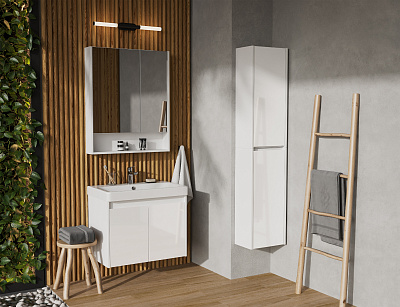 Тумба с раковиной AQUATON Сканди Doors 70 белый глянец/белый матовый 1A278901SD010