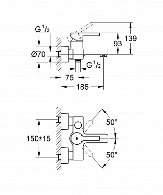 Смеситель для ванны к.н. GROHE LINEARE 33849000