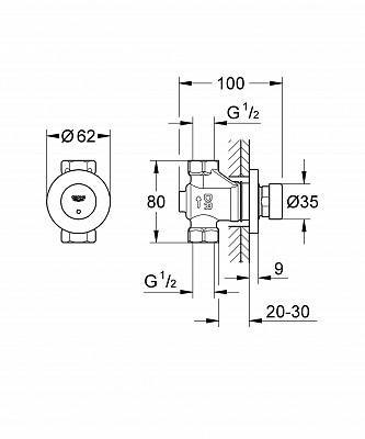 Автоматический проходной вентиль Grohe Euroeco Cosmopolitan T