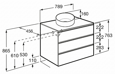 Тумба под раковину Roca The Gap 80 городской дуб 3 ящика A857406402