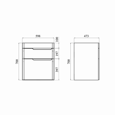 Тумба напольная MIRSANT Flat 60/2 УТ000100165 (раковина Astra 60)