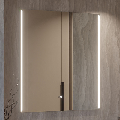 Зеркало с подсветкой встроенные часы диммер 100х100 VIGO Krona Luxe 743