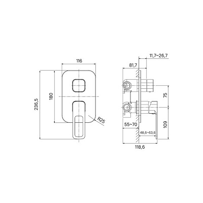Смеситель скрытого монтажа Iddis Slide SLISB00i68