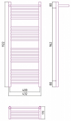 Полотенцесушитель комбинированный Сунержа Богема-ПРОФИ с 1 полкой 1200x400