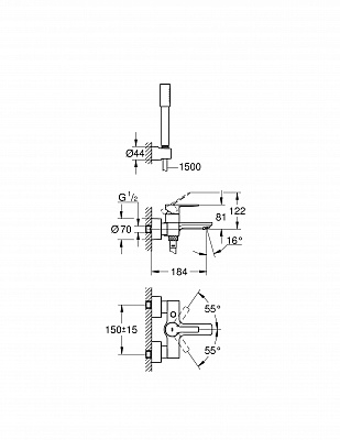 Смеситель для ванны с душевым гарнитуром Grohe Lineare New