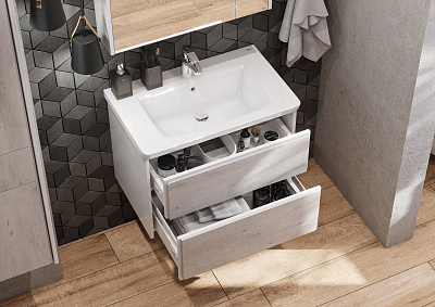 Тумба с раковиной Roca Ronda 70 белый матовый/бетон ZRU9303003