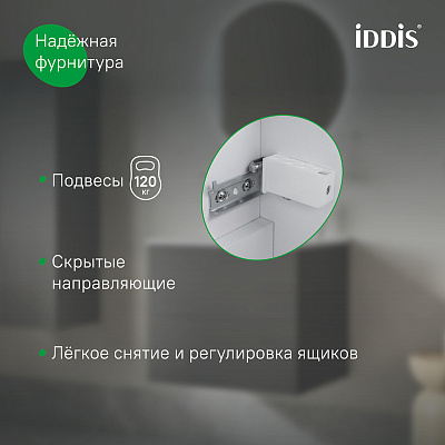 Тумба с умывальником подвесная 100 см IDDIS Билд (Bild) 2.0 BIL10G1i95K темно-серый