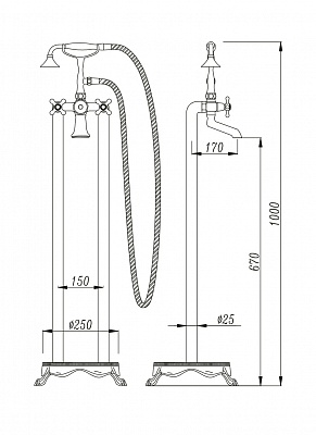 Смеситель напольный для ванны с душем Timo Nelson 1900/00Y-CR хром