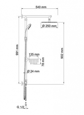 Душевой комплект, 105х54 см WasserKRAFT A038