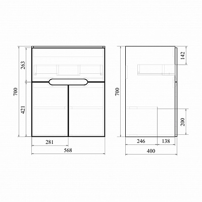 Тумба напольная MIRSANT Soho Quadro Light 60 УТ000073635 (раковина Fest-60)