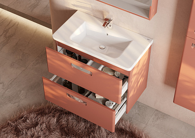 Тумба под раковину Roca The Gap Original 80, 2 ящика, терракота, ZRU9307839