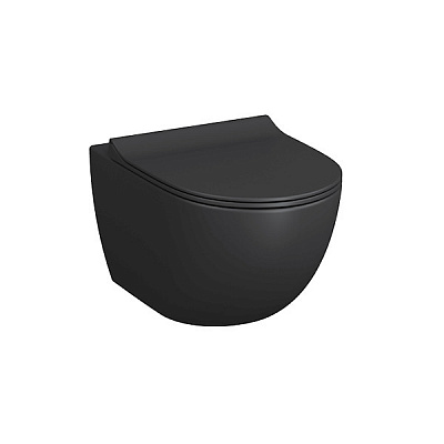 Подвесной безободковый унитаз черный VitrA Sento 7748B083-0101
