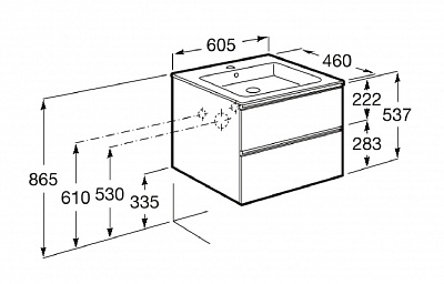 Тумба под раковину Roca The Gap 60 городской дуб 2 ящика A857397402