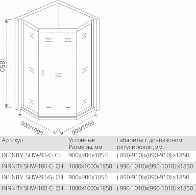 Душевой угол 100х100 Good Door Infinity SHW-100-C-CH ИН00076