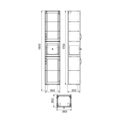 Пенал напольный в ванную 36 см белый, Oxford, IDDIS, OXF36W0i97