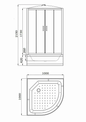 Душевая кабина Parly EF1021 100х100х215