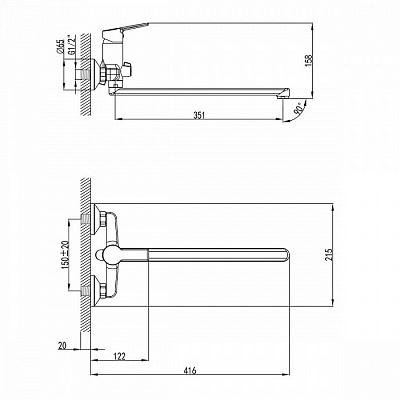 Смеситель для ванны  Milardo Stripe STRSB02M10