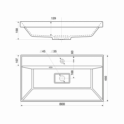 Раковина мебельная из литьевого мрамора MIRSANT Style 80 УТ000078816