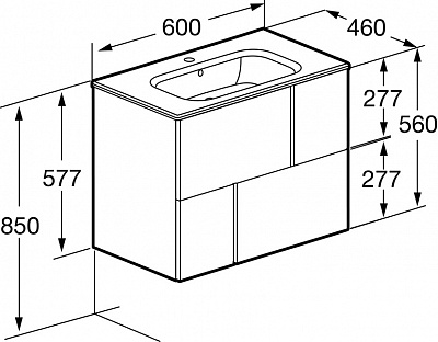 Тумба с раковиной Roca Luna 60 2 ящика ZRU9307764, белый