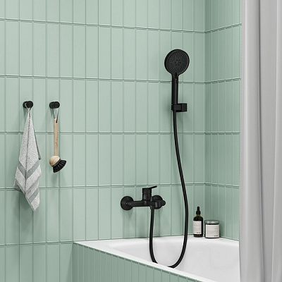 Держатель для душевой лейки, черный матовый, поворотный, Iddis Agua, AGUBP00i53