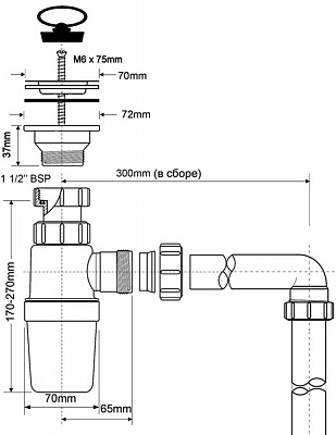 Сифон для раковины 1 1/2 McALPINE MRSK8 с угловым коленом