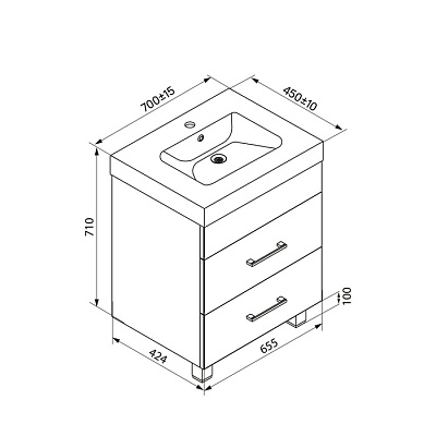 Тумба с раковиной, напольная Iddis Custo NCU70W0i95K 70 см, белая