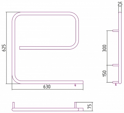 Полотенцесушитель электрический Сунержа Стилье G-образный 600х600