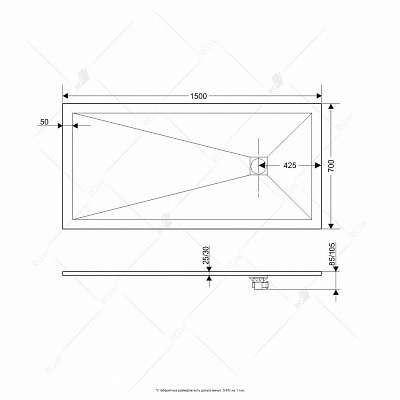Душевой поддон 150х70 RGW ST-G 16152715-02 прямоугольный искусственный камень, графит