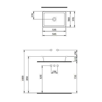 Раковина Berges Ego SL накладная 55x38 см матовый серый без отверстия под смеситель 181069