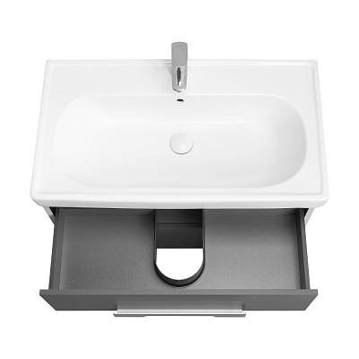 Тумба с раковиной AQUATON Ар-Деко 65 2 ящика, серый кобальт 1A291401DD8D0