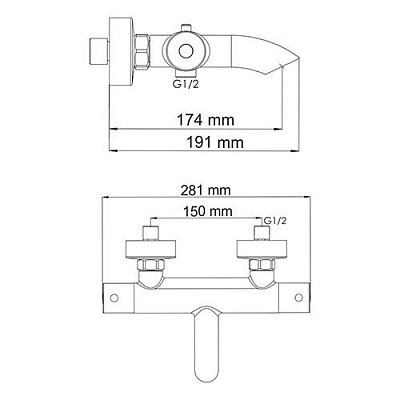 Термостатический смеситель для ванны с длинным изливом WasserKRAFT Berkel 4811 Thermo