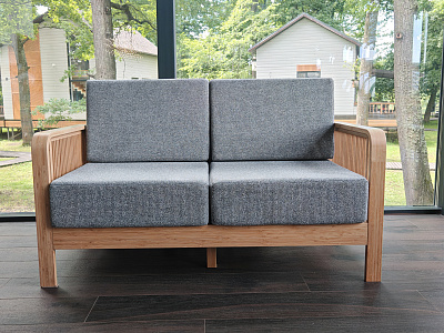 Диван на каркасе из бамбука с подушками Nature Bamboo+ Grey Fabric 1340 FN-060D-1
