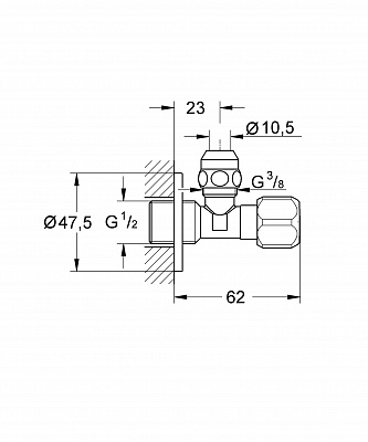 Угловой вентиль Grohe ½" на 3/8"