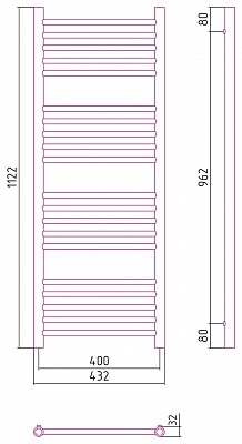 Полотенцесушитель комбинированный Сунержа Богема-ПРОФИ прямая 1200x400
