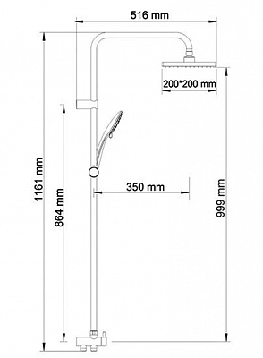 Душевой комплект, 116х52 см WasserKRAFT A017